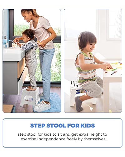 Folding Step Stools 11 Inch (White / 11 Inch-2 Pack)