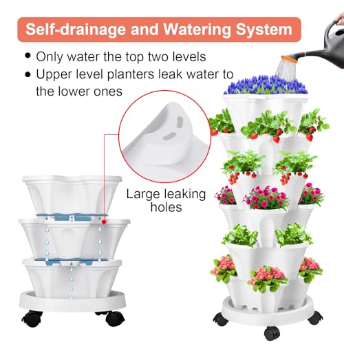 Vertical Planter Tower (White / 6 Tier)