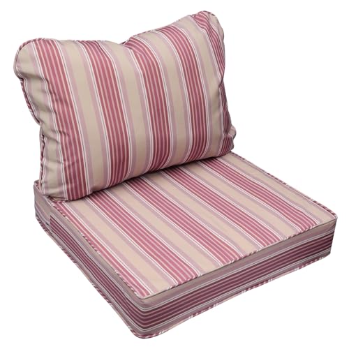 Outdoor Chair Cushions (Dusty Rose Garden Stripe / 25.5"x25.5"x5" / 25.5"x19")