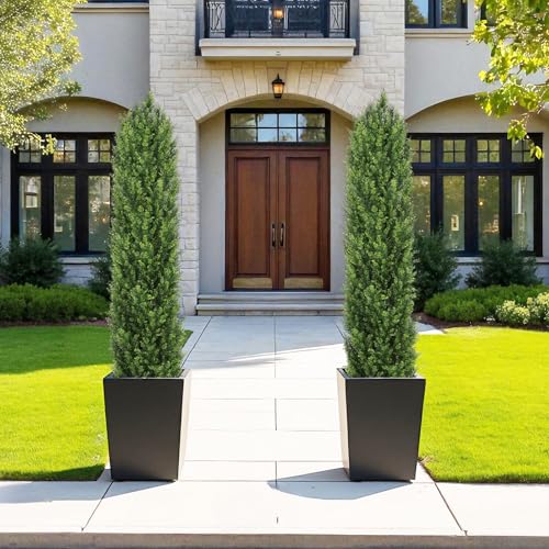 6FT Tall Artificial Topiary Cedar Trees Outdoor Set of 2 (6 Foot / Yellow Green)