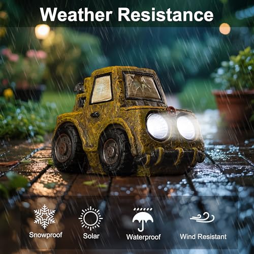 Solar Car Statue Outdoor Garden Decor (Truck)