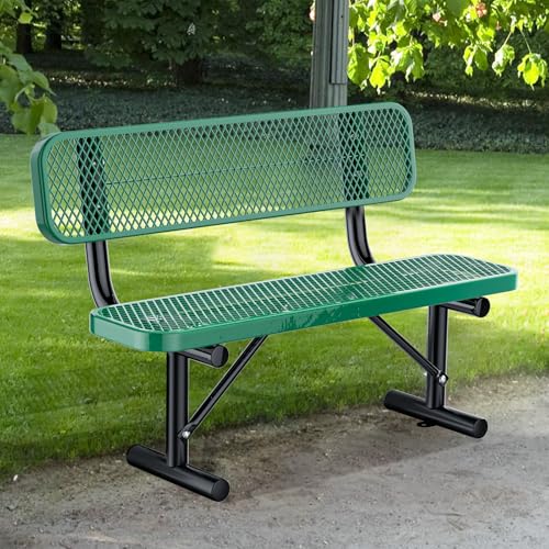 4 Feet Heavy Duty Park Bench with Back Portable Frame (Green / 4FT)