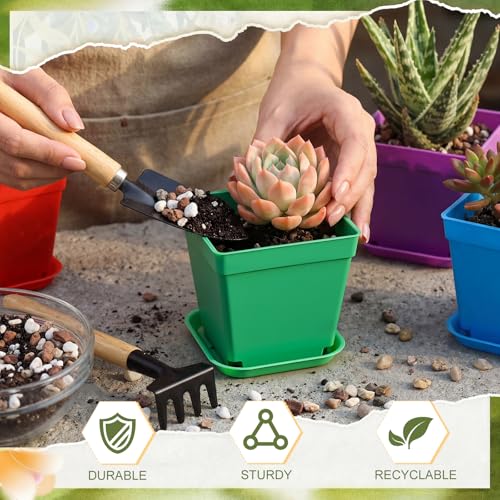 100 Pcs 4 Inch Small Plants Pot Bulk Flower Pots (Colorful)