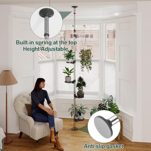 Indoor Plant Stand Pole Tension Rod Corner Flower Display Rack