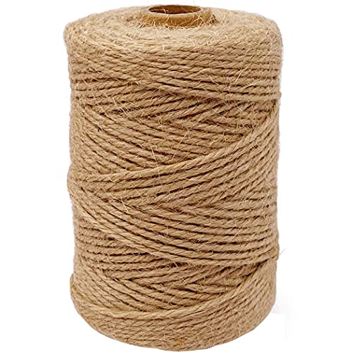 Jute Twine 328 Feet 2mm 3Ply Heavy Duty Jute Rope String for Arts Crafts Mason Jars Rustic Decorations Home Gardening Industrial Packing Materials (328 Foot)