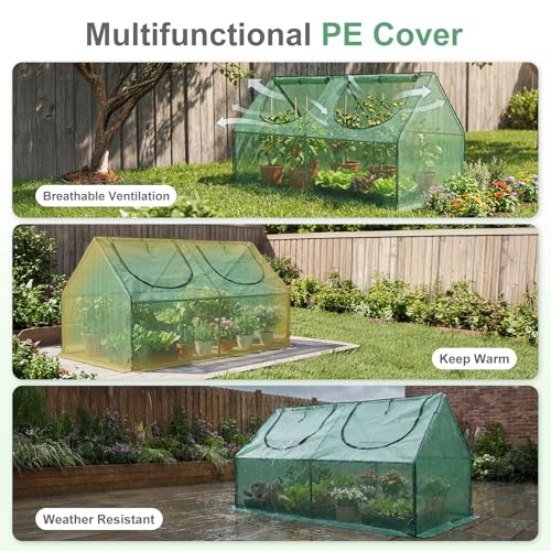 6 x 3 x 3 ft Mini Greenhouse with 2 Zipper Doors (Green / 6 x 3 x 3 ft)