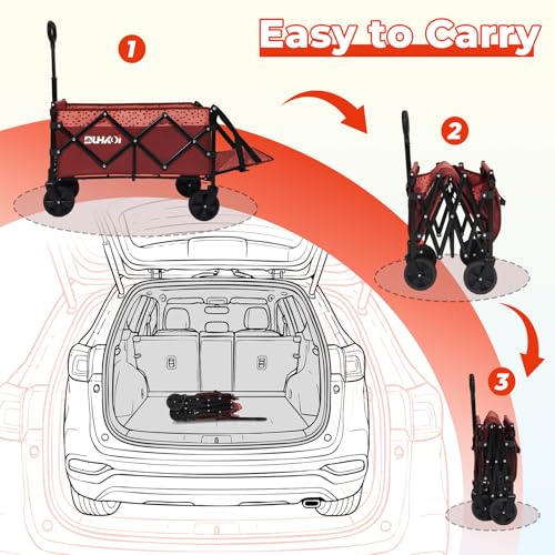 Compact Foldable Tailgate Wagon Cart with Wheels (Brick Dot)