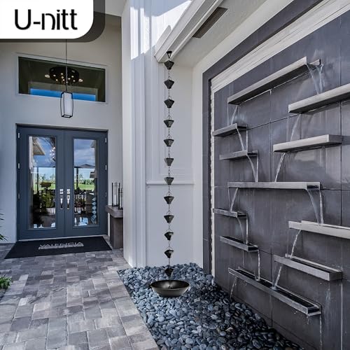 10" Spill Bowl Downspout Catch Basin for Rain Chain Anchoring & Stake (10")