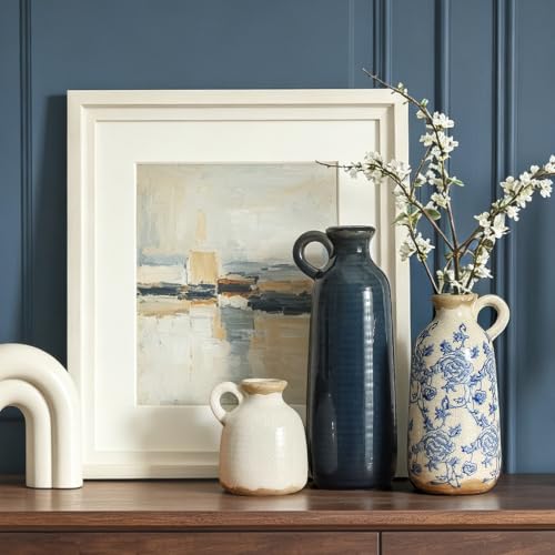 Ceramic Vase Set of 3 with Handle (010 - Vintage Blue)