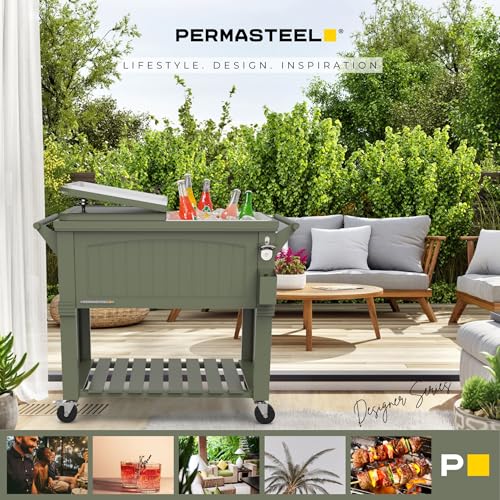 Party Cooler with Divider (80-Qt with Divider / Green)
