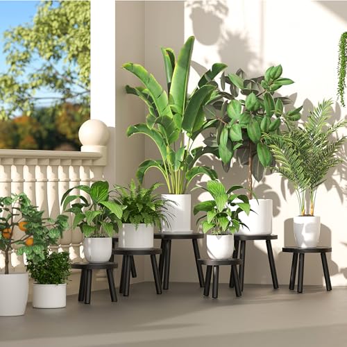 3 Pack Wood Plant Stands Indoor (Black / 3 Pack)