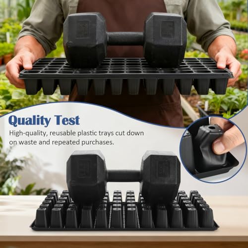 4 Pack 1020 Trays with Grow Light & 72 Cell Plug & 6.3" Tall Humidity Domes (4p 1020Trays+6.3''Domes+72 Plugs+Lights)