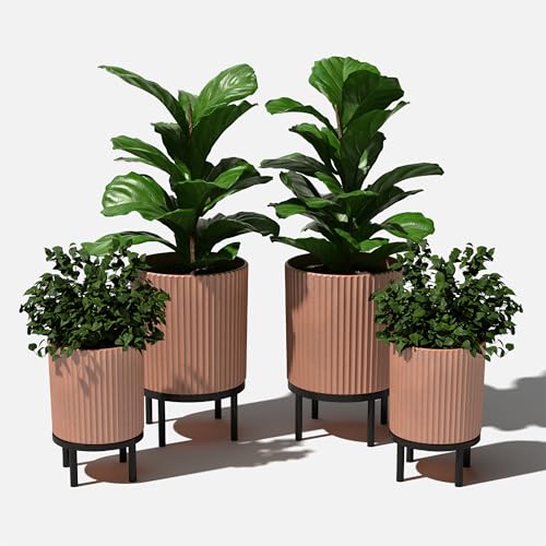 Demi Series Raised Duo Planters (Terracotta/Black / Bundle - 2 Pack)