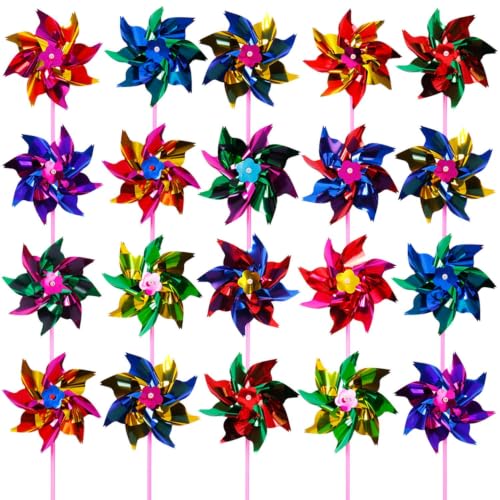 200 Pieces Plastic Rainbow Windmill Party Pinwheels DIY Pinwheel