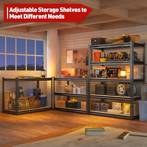 2000LBS Garage Shelving Heavy Duty 72''H Storage Shelves 5 Tier Heavy Duty Shelving (2 Count)