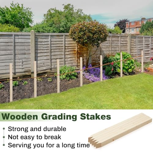 48 Pieces Wooden Garden Stakes 36 Inch Grade and Survey Stakes Wooden Garden and Sign Posts for Plant Support Silt Fence Yard Farm Survey Boundaries Baselines (Smooth Stakes / 36 inch)