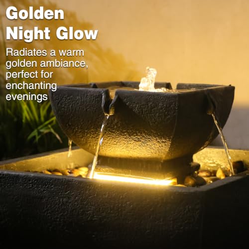 Small Modern Outdoor Water Fountain for Outdoor and Indoor Decor (15.55H-GRAY / 15.55h-gray)