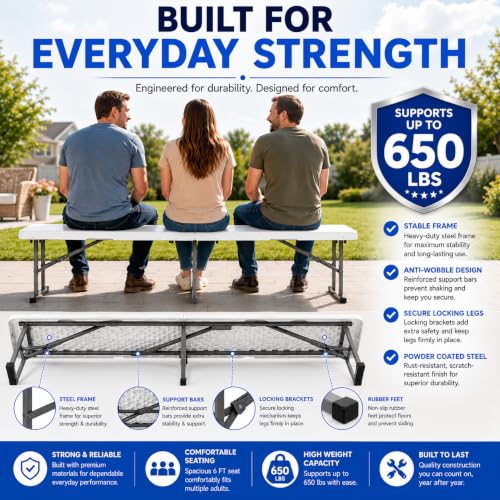 Plastic Folding Bench (6 feet / White)
