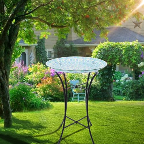 Mosaic Bird Bath (Blue)