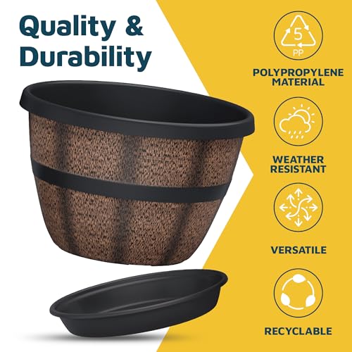 10 Inch Whiskey Barrel Planters Outdoor Pack of 2 (2 Count)