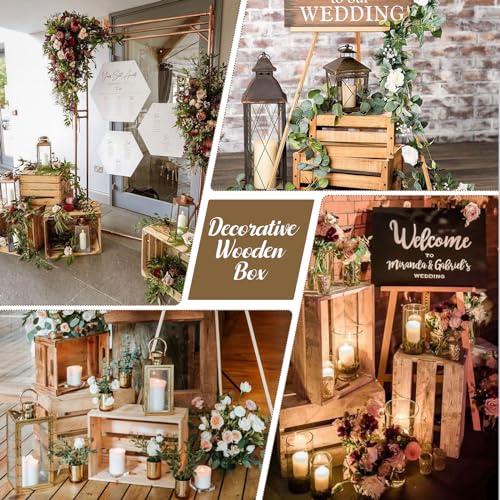 5 Pcs Decorative Nesting Wooden Crates with Handle