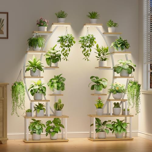 2 Pack Plant Stand Indoor with Grow Lights