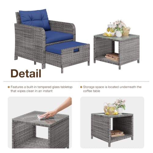 5 Piece Patio Furniture Set (Grey-blue / 5 Piece)
