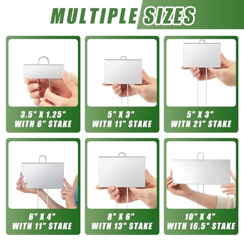 20 Pcs Large Plant Marker (6'' X 8'' with 13'' Stake / Silver)