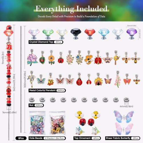 264Pcs Beaded Animal Garden Stakes Fairy Wand 12in Threaded Rods (Animal)