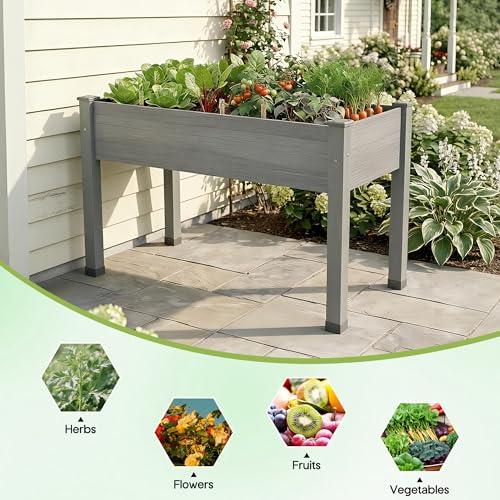 48"x24"x30" Raised Garden Bed with Legs (Gray / 48×24×30 In -Regular)