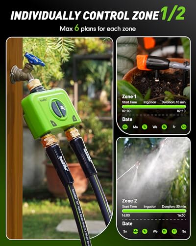 WiFi Water Timer for Garden Hose (Brass Outlet Timer with Ethernet Hub / Green)