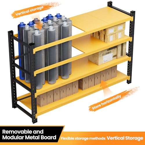 79” Wide Heavy Duty Metal Garage Shelving (Black Yellow / 79"Wx24"Dx79"H)