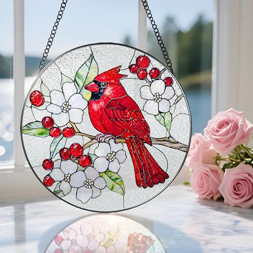 8″ Cardinal Stained Glass Suncatcher (Cardinal)
