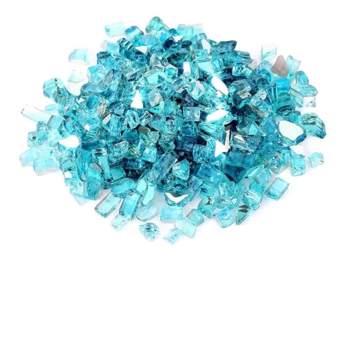 1 4 inch Reflective Fire Glass for Fireplace Fire Pit and Landscaping 10 lb High Luster Caribbean Blue (1/4 inch / Caribbean Blue)