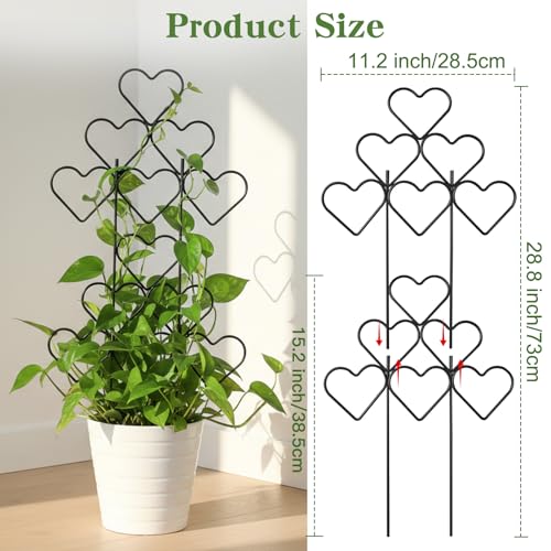 15 Inch Trellis for Climbing Plants Outdoor 3 Pack (Heart / 3 pack)