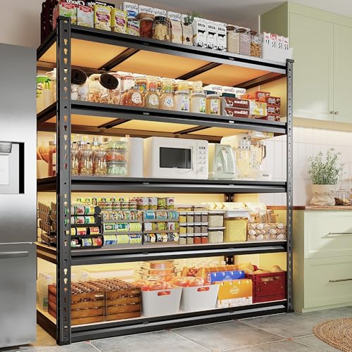 48" W Garage Shelving 3000LBS Storage Shelves 5 Tier Industrial Shelving Adjustable Metal Storage Shelves for Garage (48" W x 72" H x 18" D)