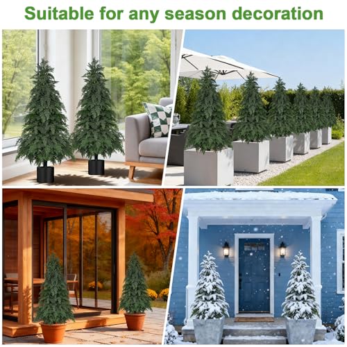 2Pack Fake Cypress Topiary Trees with Pot (4FT/48IN)