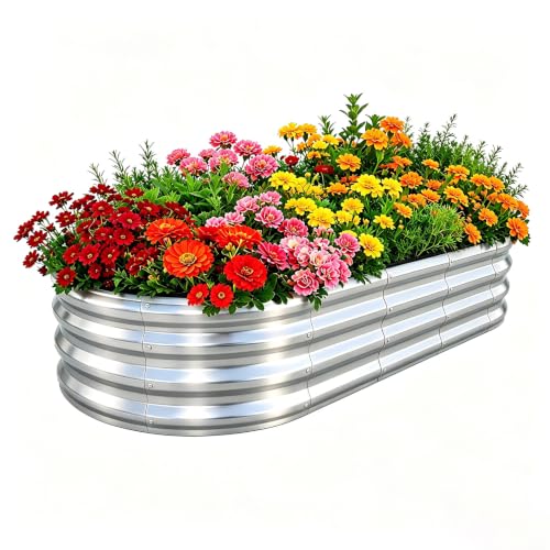 Galvanized Raised Garden Beds Outdoor (Silver / 6 x 3 x 1 ft)