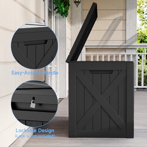 40 Gal Waterproof Outdoor Storage Box Weatherproof Deck Box (Black / 40 Gallon)