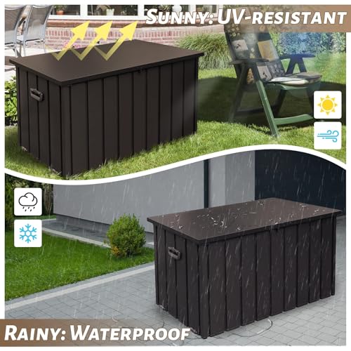 Outdoor Metal Storage Deck Box Waterproof 120 Gal Patio Pool Deck Box