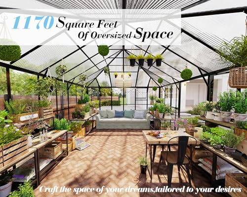 16x12x9.5 FT Outdoor Polycarbonate Greenhouse with Clear Panels (16x12x9.5 FT)