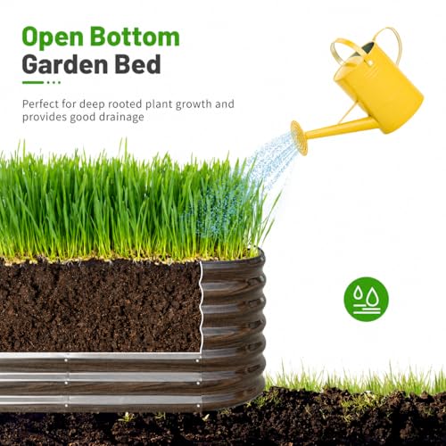2 Pack Galvanized Steel Raised Garden Bed Kit (Brown / 8x2x2ft(2 Pack))