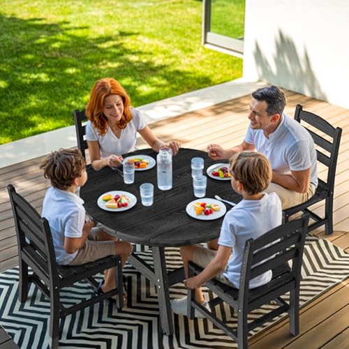 Patio Dining Table Set (Black / 4-Seat(5PCS)42.52"Table)