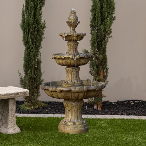 58.3" 3 Tier Outdoor Freestanding Water Fountain (Beige)