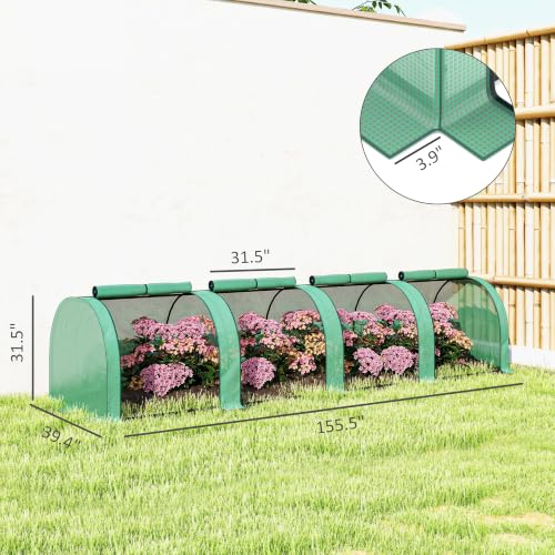 13' x 3' x 2.5' Mini Greenhouse Portable Tunnel Green House Green (13' x 3' x 2.5' / Green)