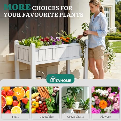 Raised Garden Bed 42.5x17.3x35.4 in (43x18x35in / White)