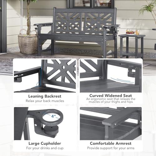 Oversized Outdoor Bench Set of 2 (Grey / 2pcs)