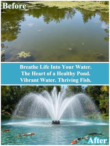 Pond Fountain Aerator with Lights (Black)