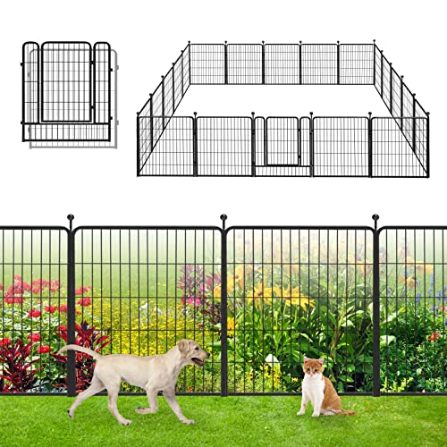 Garden Fence with Gate Metal Fencing for Yard (107 Sq Ft)