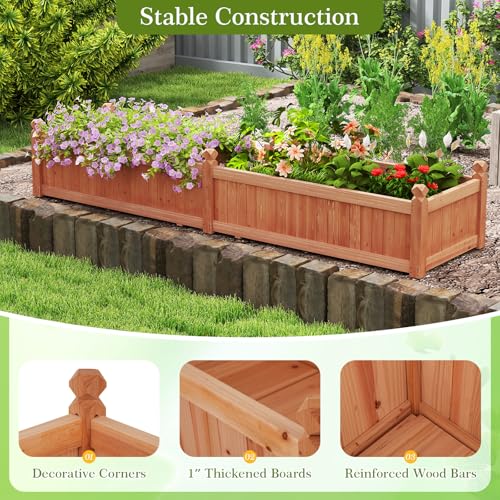 Wooden Raised Garden Bed with 8 Drain Holes & Liner